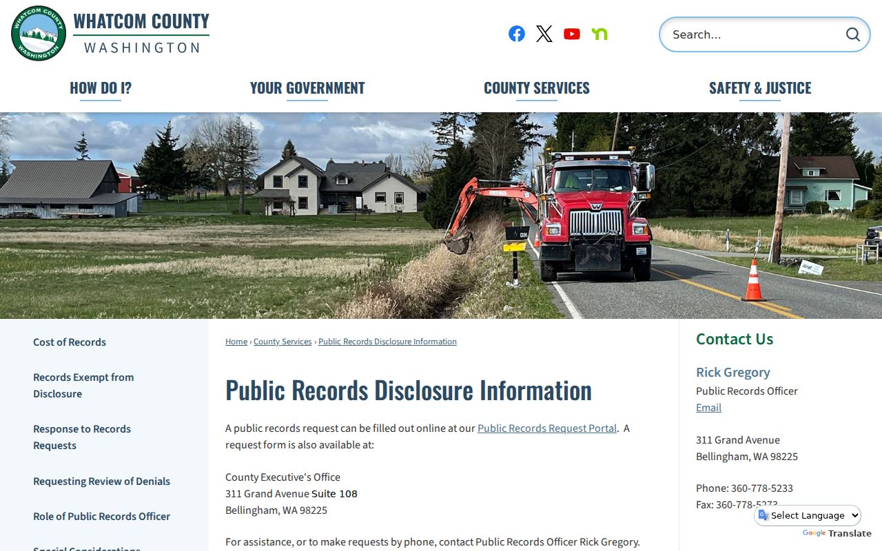 Whatcom County court records and Public Records Act request boundary