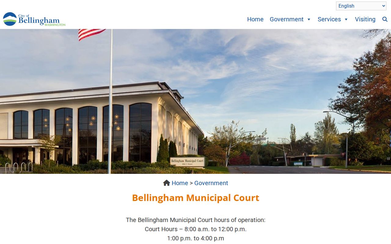 Official Bellingham Municipal Court page with building and contact details