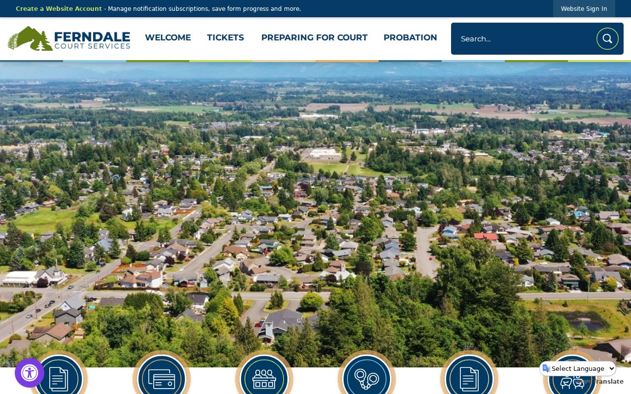 Ferndale Municipal Court recurring calendar and Court Services page