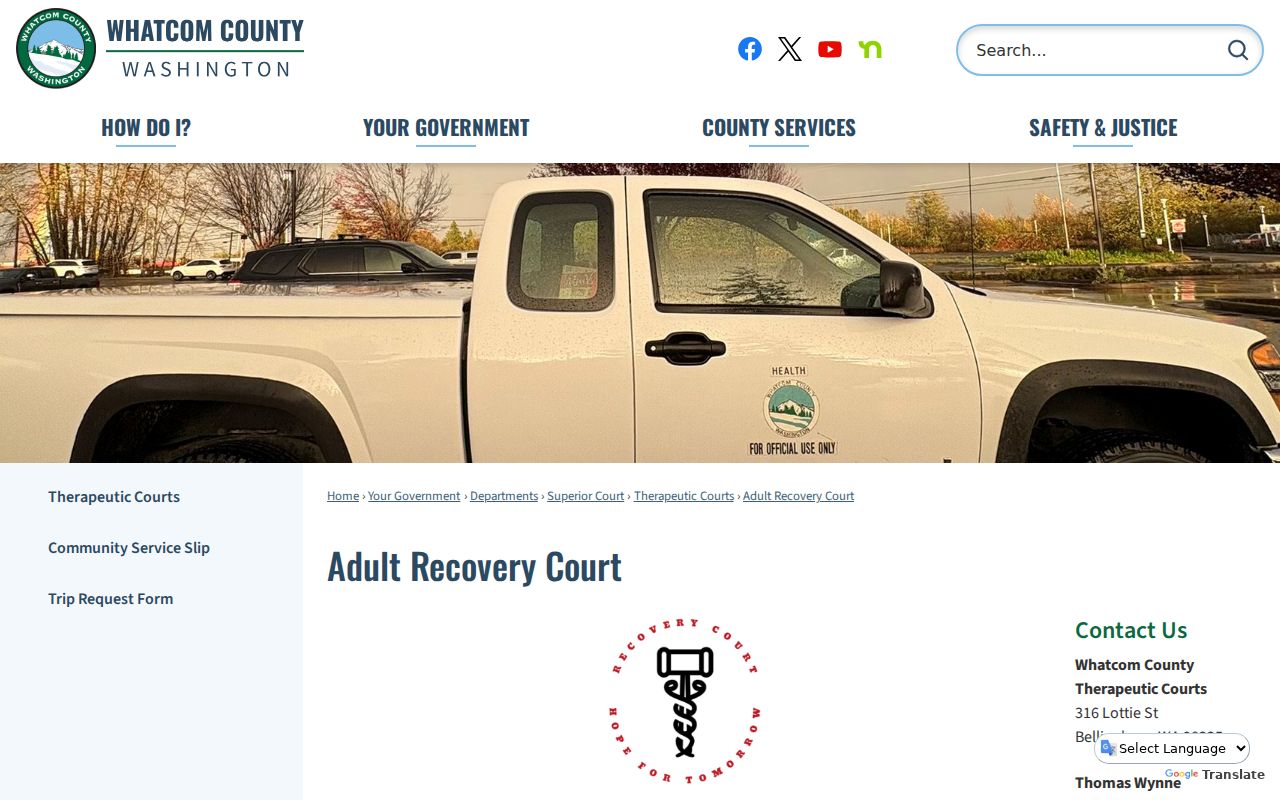 Whatcom County Adult Recovery Court program page