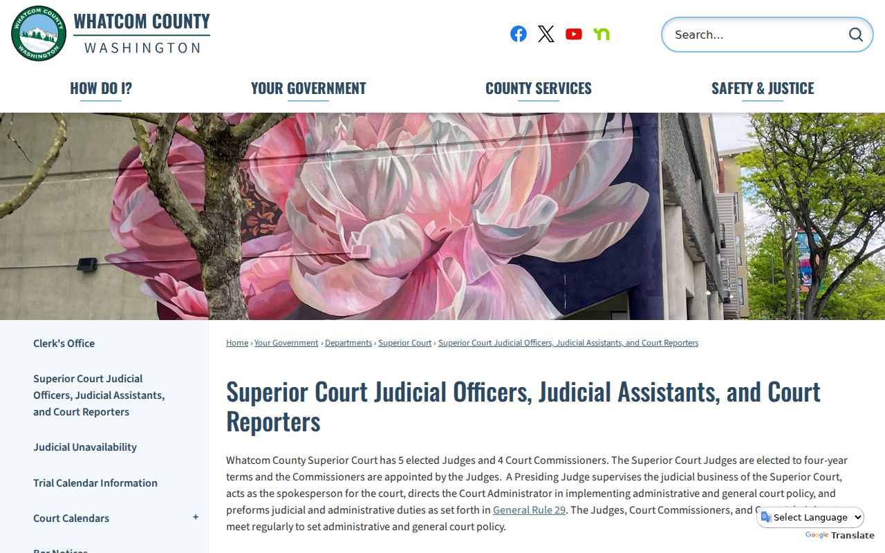 Whatcom County court docket contacts for Superior Court judges and assistants